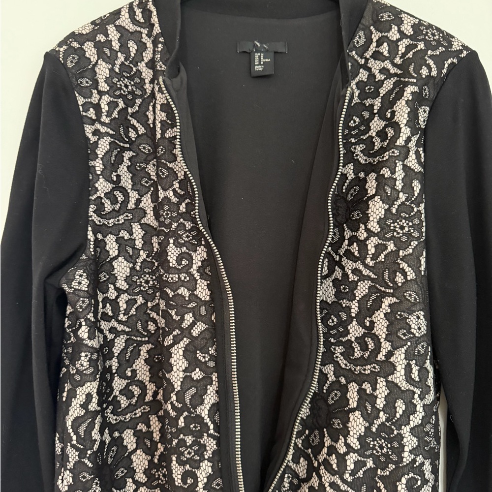 Elegant Black Lace Detail Jacket💫 Black Mini Clutch is gift💫 - Picture 5 of 12